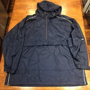NIKE Windbreaker Hoodie Jacket Size XXL, Navy Blue Kangaroo Pocket Y2K